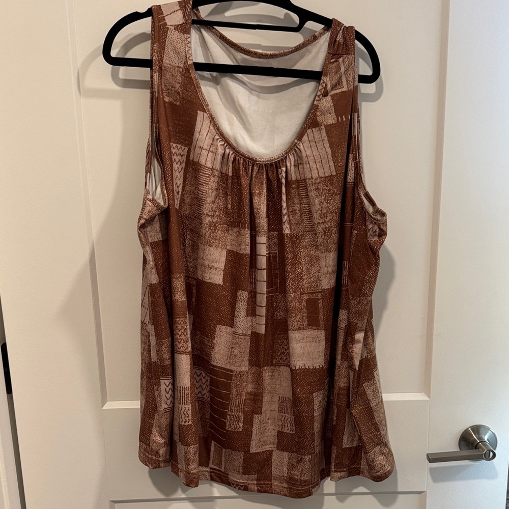 Shein curve Brown Patterned Sleeveless Top size 4X